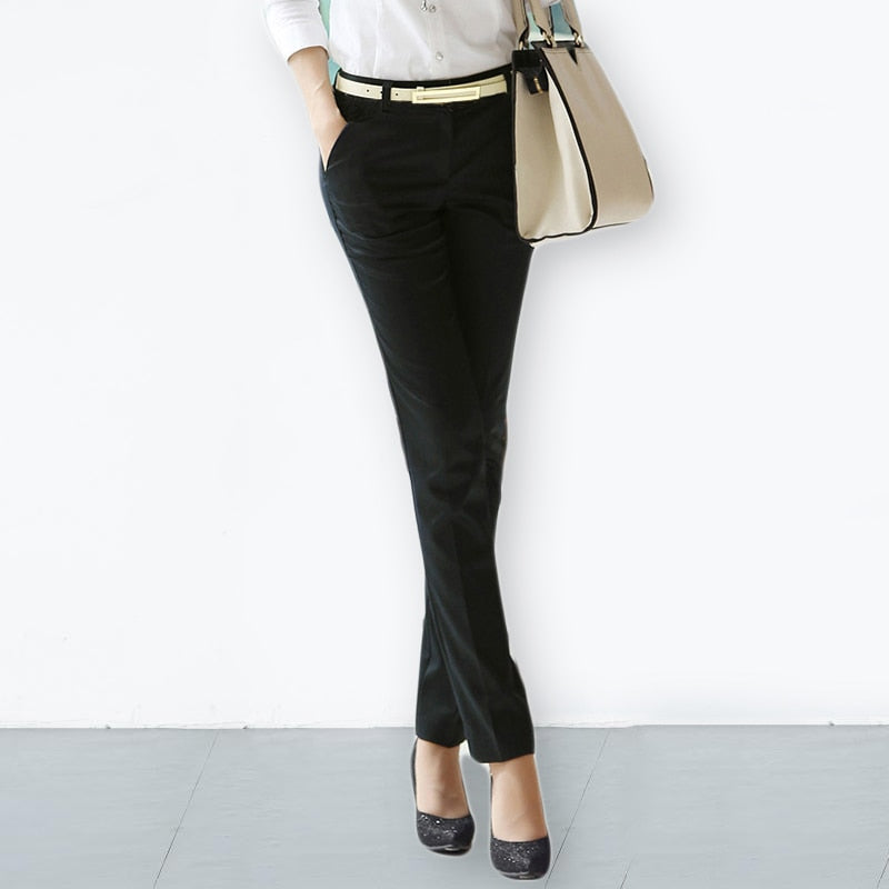 S-4xl Big Size Womens Formal Office Pencil Pants 2022 New Elegant Ladies Ol Work Pantalones Casual Elastic Cotton Slim Trousers