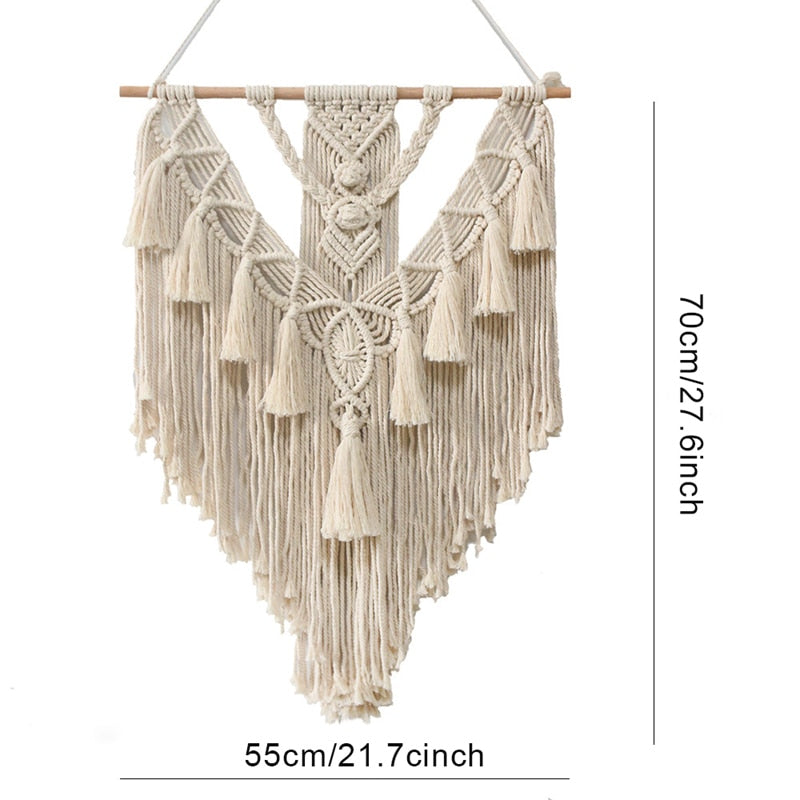 PATIMATE Macrame Wall Hanging Tapestry Wall Decoration Cotton Bohemian Handmade Woven Home Decoration Beautiful Gifts 55x70cm