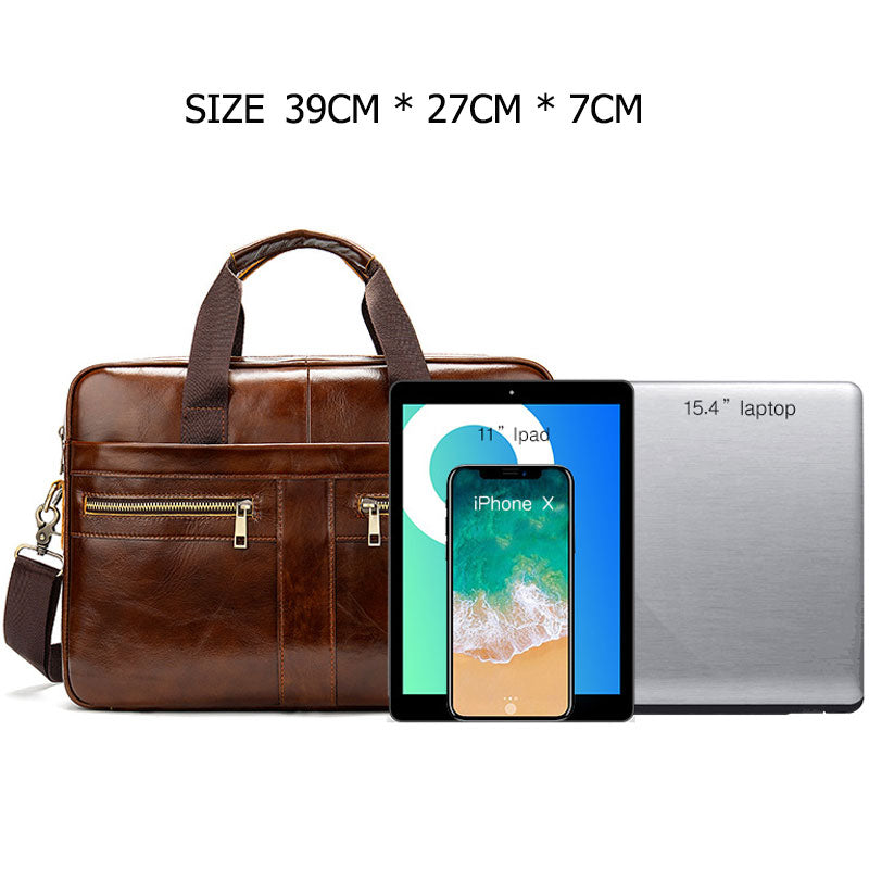 Vintage Leather Men's Bag Genuine Leather Messenger Bag Men Shoulder Bags Male Laptop Briefcase Bag Casual Men Handbag