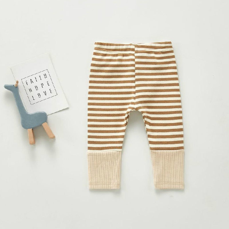 HoneyCherry Autumn Kids Leggings New Candy Color Boy And Girl Baby Pants Infant Striped Cotton Pants