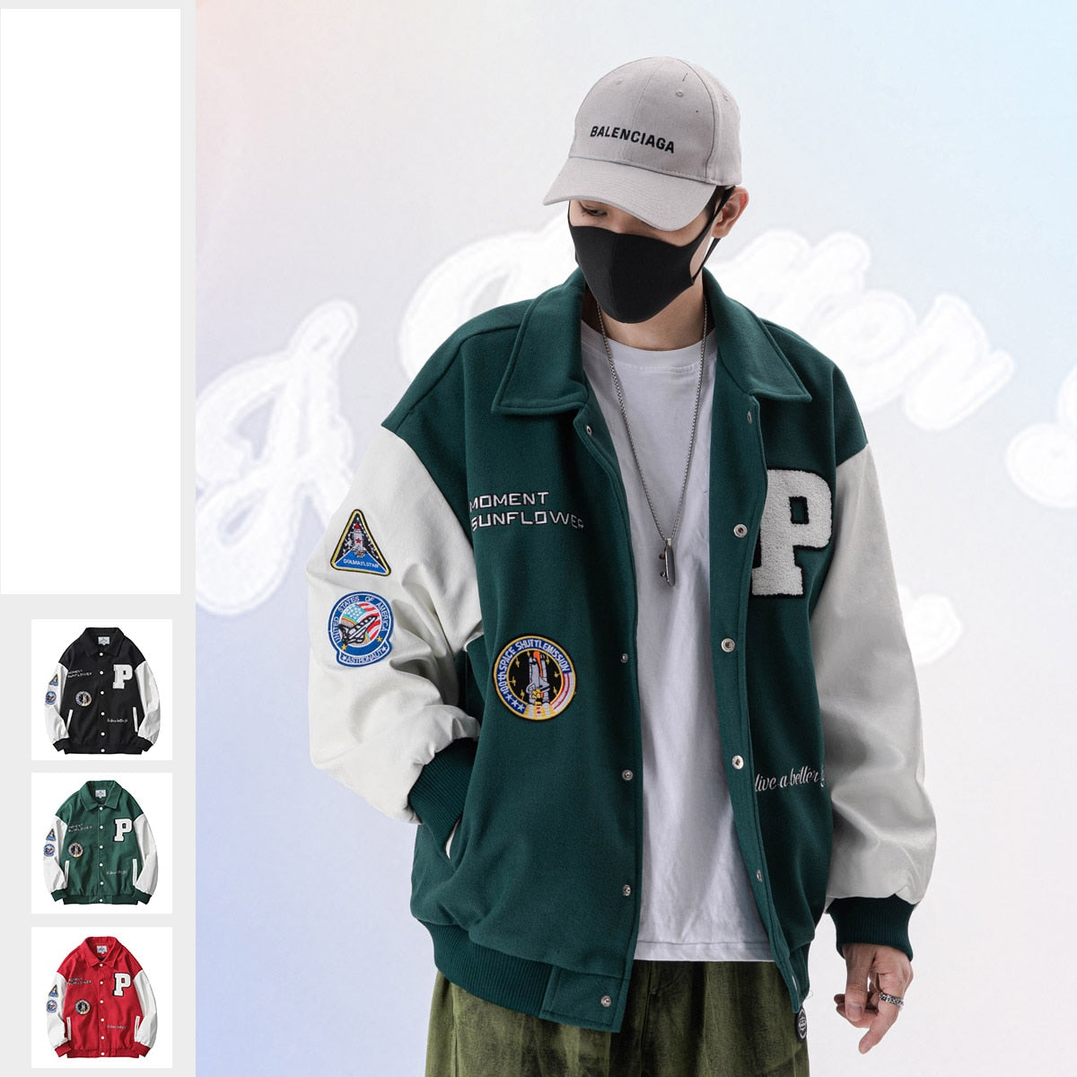 2020 College Style Hot Single Breasted Spliced Letter Brand Clothing Bomber Jacket Men Loose Baseball Uniform Female Winter Coat