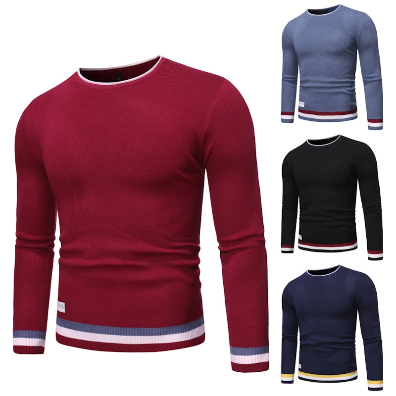 de algodón de alta calidad de marca para hombre de manga larga jerseys de cuello redondo para hombre de punto casual Tops ropa