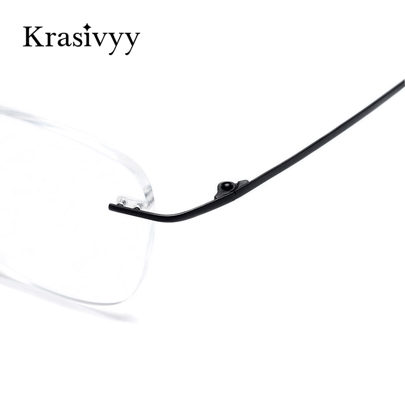 Krasivyy Titanium Glasses Frame Men 2022 New European Design Square Rimless Prescription Eyeglasses Eyewear Frame for Women