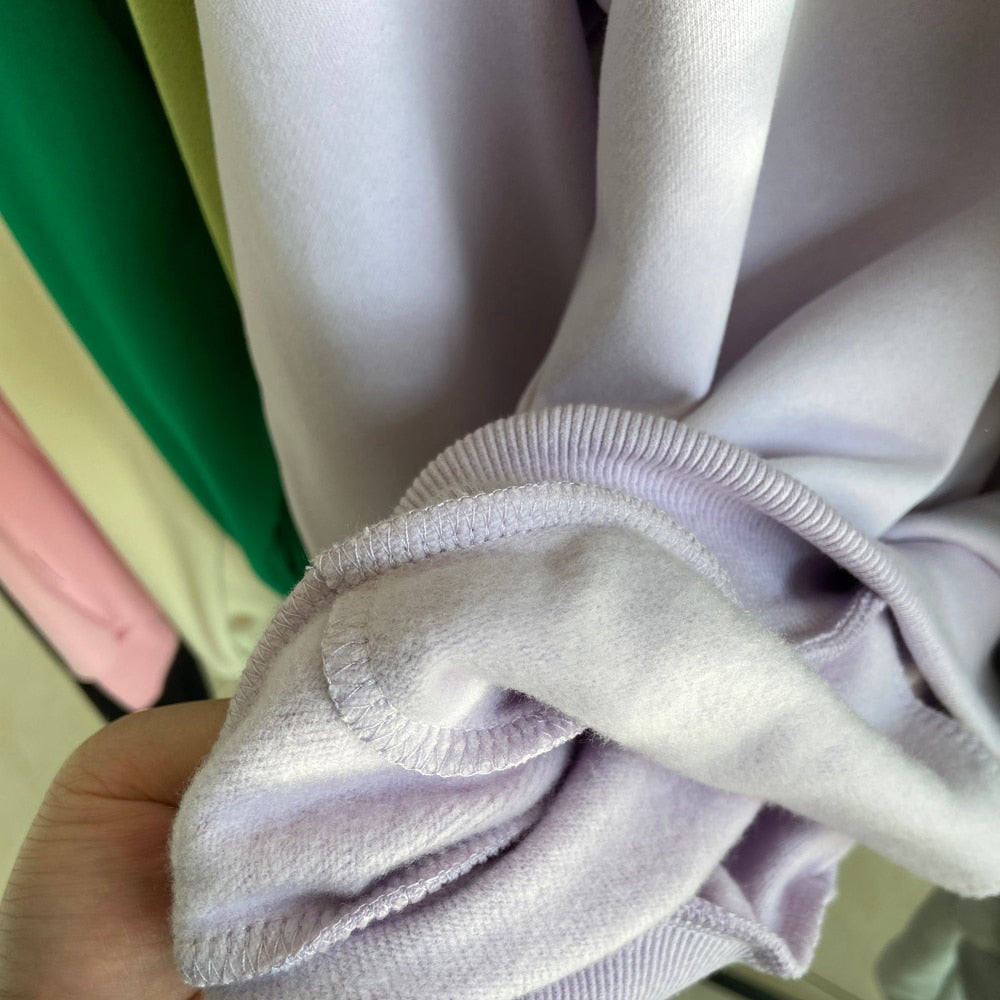 Solid Cotton Hooded Sweatshirts Hoodies Track Pants Joggers Women Tracksuits Two Piece Sets Sweatpants Sweatsuits Spring Female