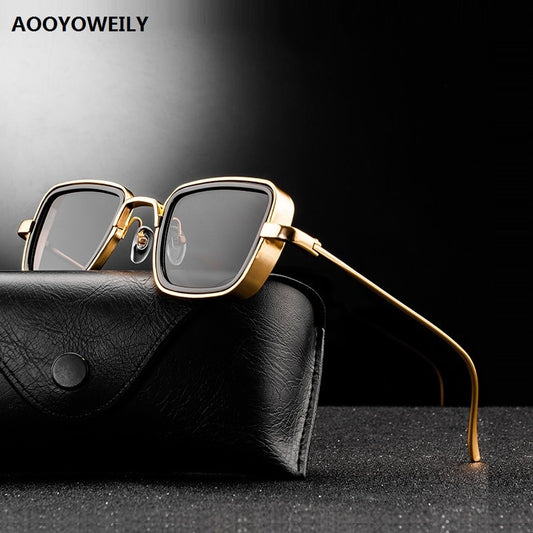 2021 New Vintage Steampunk Sunglasses Men Women Retro Metal Square Men&#39;s Sun Glasses Male Trendy Brand Shades For Men UV400