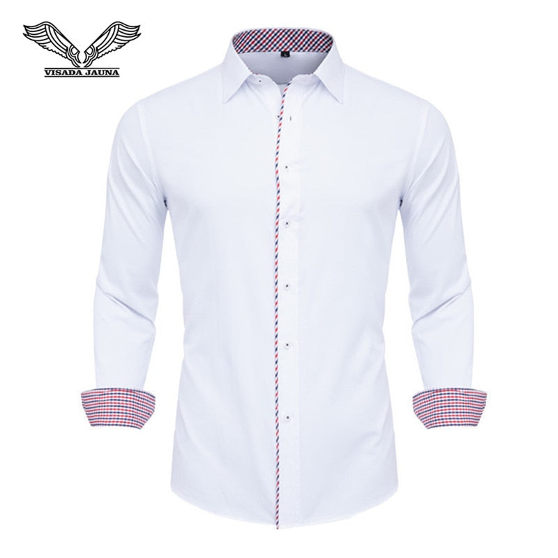 VISADA JUANA 2019 Men&#39;s Shirts Slim Fit Men&#39;s Casual Shirts Long Sleeve Solid Dress Shirts Men Clothes Y60
