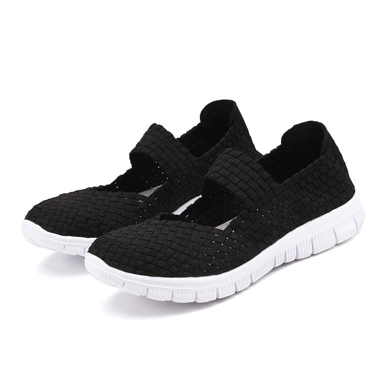 STRONGSHEN Women Shoes Lady Summer Slip On Flats Sneakers Lightweight Women Flat Shoes Manual Woven Shallow Women Casual Shoes