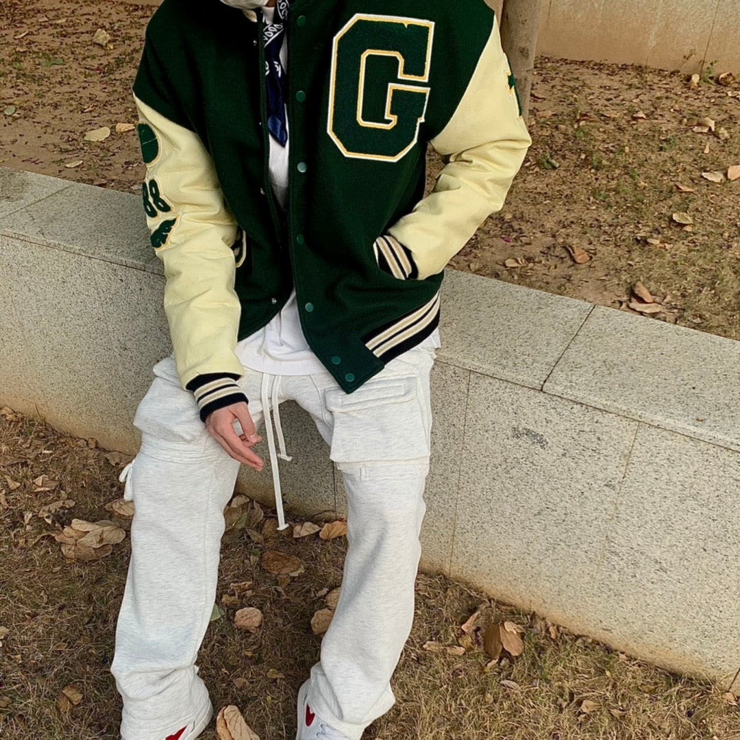 Hip Hop Varsity Jacket Mens Furry Letters Embroidery Color Block College Jackets Womens Harajuku Fashion Baseball Coats Unisex