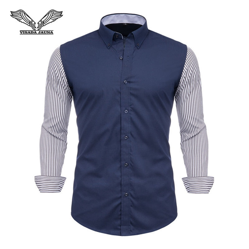 VISADA JUANA 2019 Men&#39;s Shirts Slim Fit Men&#39;s Casual Shirts Long Sleeve Solid Dress Shirts Men Clothes Y60