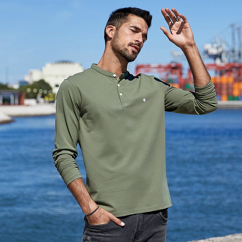 KUEGOU Cotton clothing autumn Men&#39;s polo shirts Long Sleeve fashion embroidery polos men high quality  top plus size ZT-88085