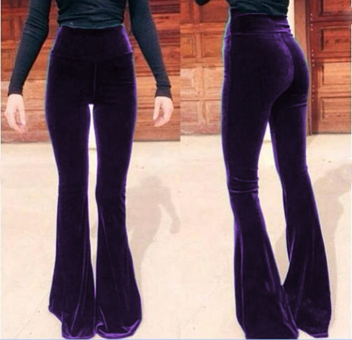 Women Pants Y2k Velvet Flares High Waist Flare Pant Spring Summer Festival Clothes Stretchy Trousers Hippie Boho Tight Bottoms