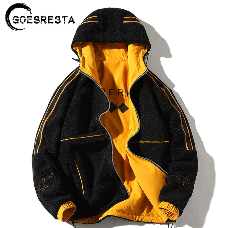 Men's Jacket Double-Sided Wear Lalambswool 2020 Winter Brand New Jacket Casual Warm Thick Parkas Coat Man Hooded Men's Clothing