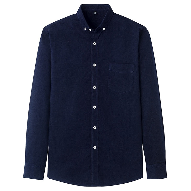 Casual Pure Cotton Corduroy Men Shirt Long Sleeve Brown Thick Winter XXL Regular Fit New Model Male Button Down Blouse