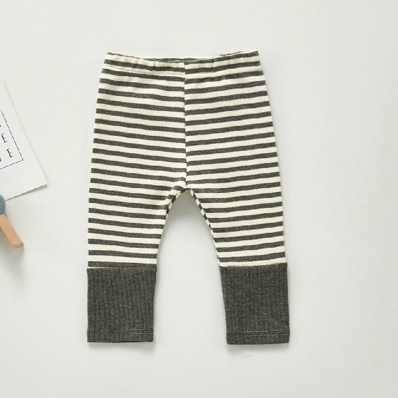 HoneyCherry Autumn Kids Leggings New Candy Color Boy And Girl Baby Pants Infant Striped Cotton Pants