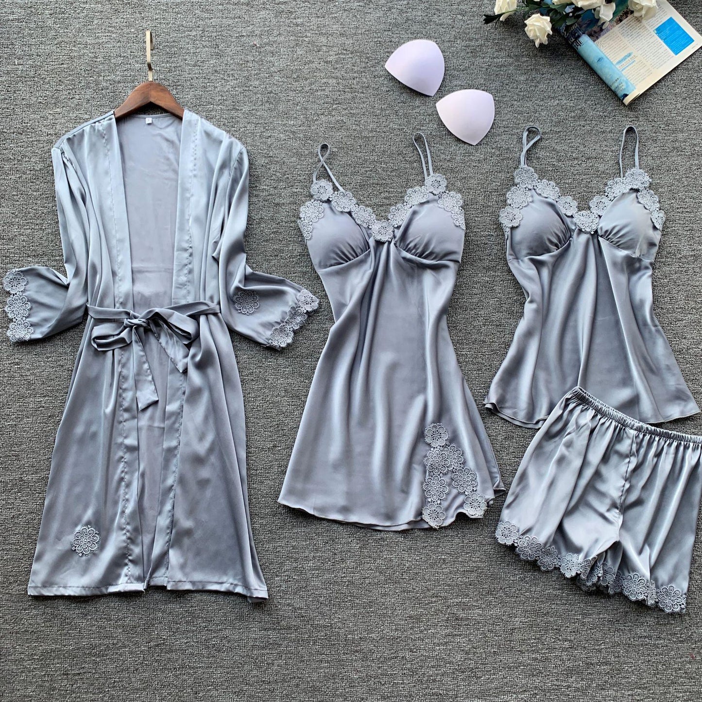 Female Flower Bride Wedding Robe Bathrobe Gown Sleepwear Sexy Lace Intimate Lingerie Home Clothes Summer Casual Nightwear