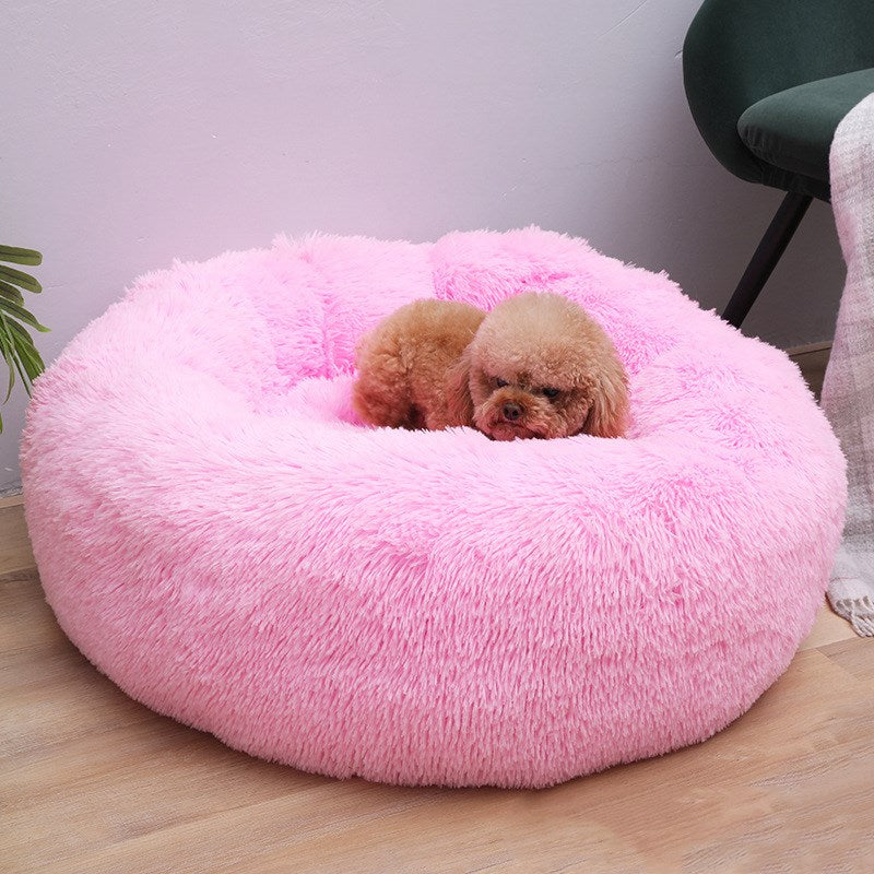 Super Soft Pet Dog Bed Autumn Winter Round Long-haired Pet Mat Suitable House for Cats and Dogs Warm Comfortable Pet Supplies