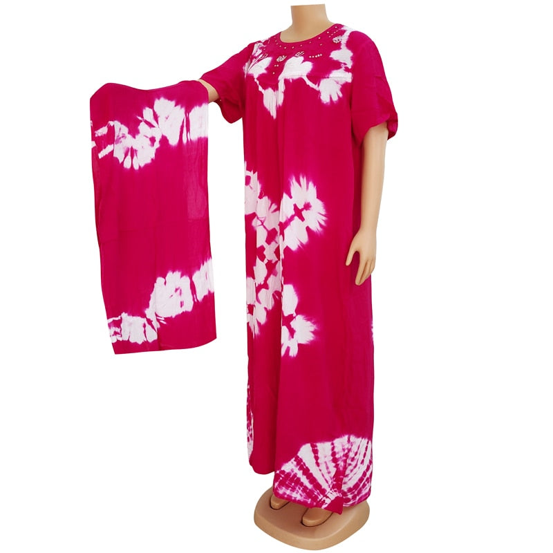 Dashikiage black cotton soft textured comfortable dress with a big scarf