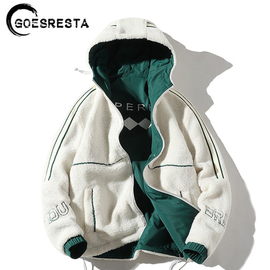 Men's Jacket Double-Sided Wear Lalambswool 2020 Winter Brand New Jacket Casual Warm Thick Parkas Coat Man Hooded Men's Clothing