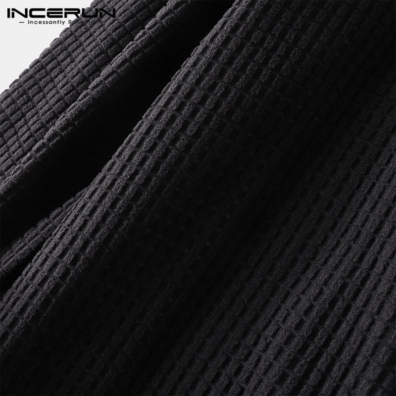 INCERUN Men Shirt Patchwork 2022 Turn Down Collar Long Sleeve Chic Blouse Streetwear Button Casual Camisas Hombre Men Clothing 7