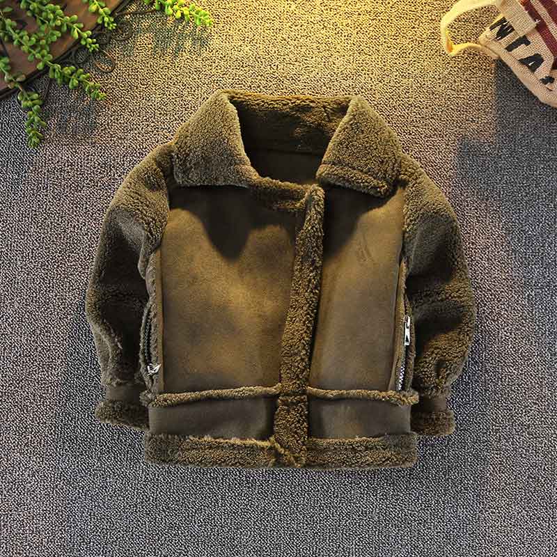 VFOCHI New Boys Girls Wool Coat Suede Jacket Winter Kids Windproof Coat Children Clothing Unisex Boys Girls Wool Coat Outerwear