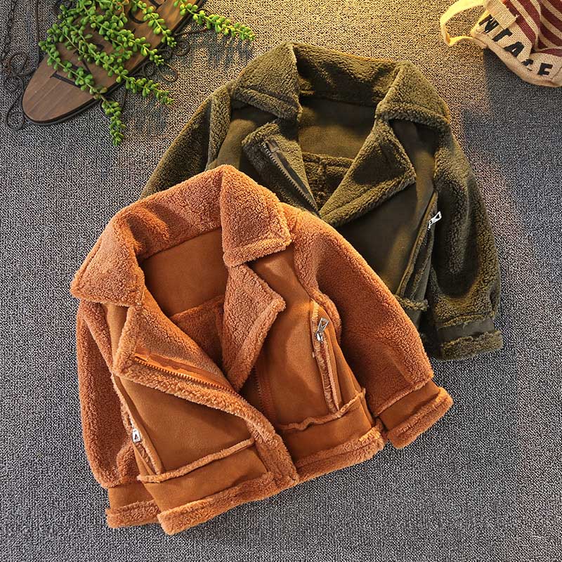 VFOCHI New Boys Girls Wool Coat Suede Jacket Winter Kids Windproof Coat Children Clothing Unisex Boys Girls Wool Coat Outerwear