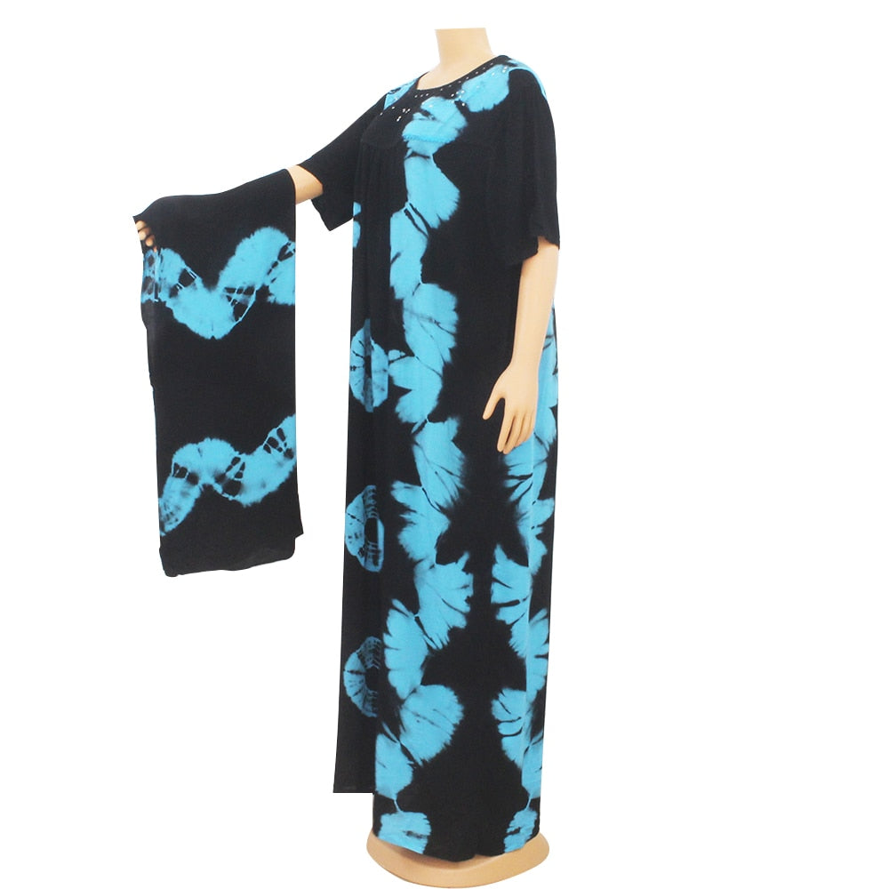 Dashikiage black cotton soft textured comfortable dress with a big scarf