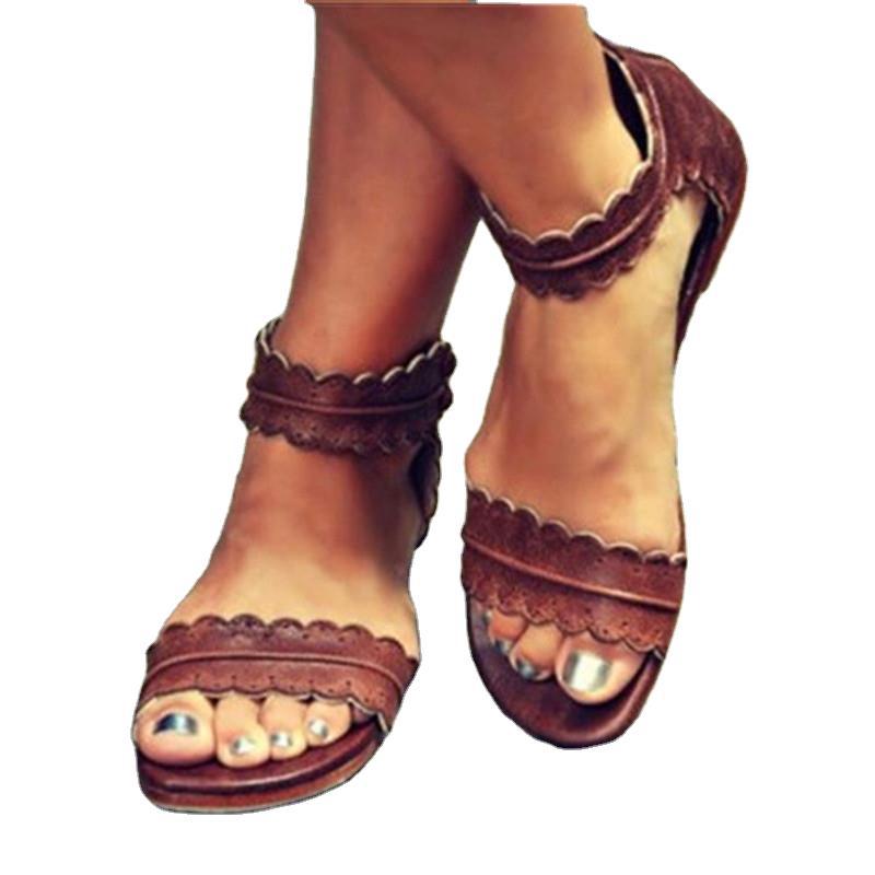 Women Sandals Retro Flats Sandals For Women Summer Shoes 2021 New Women Open Toe Beach Shoes Female Zip Casual Sandalias 42 43