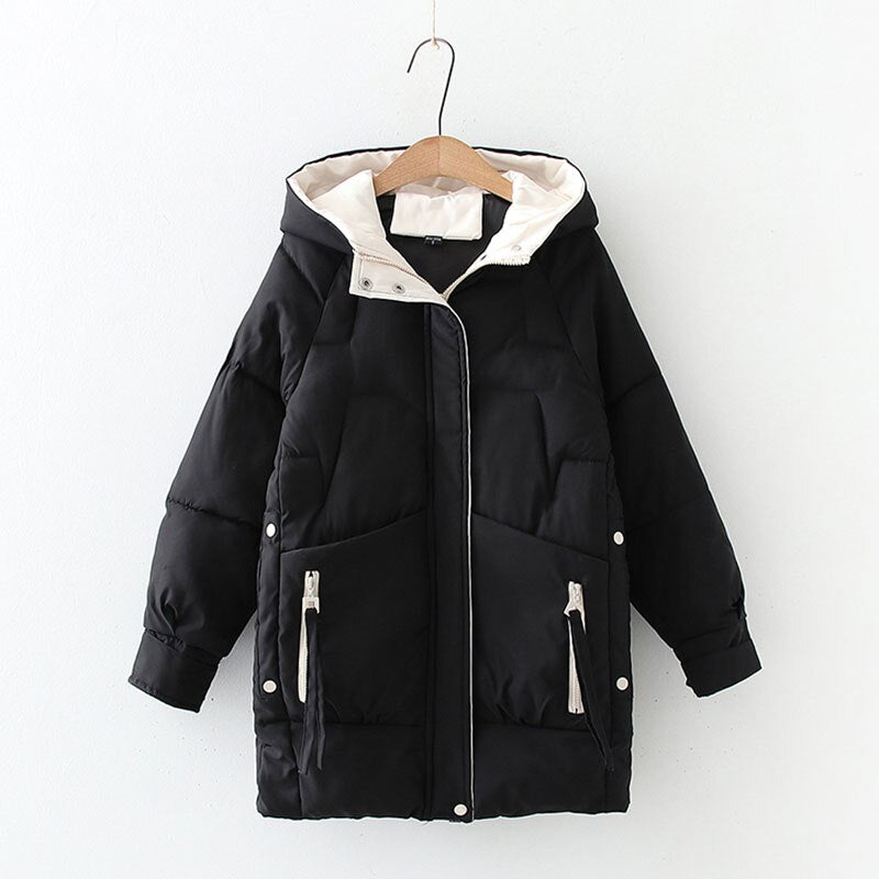 2022 Women Winter Thick Hooded Down Jacket Cotton Long Warm Padded Parka For Women Plus Size 2XL Winter Coat