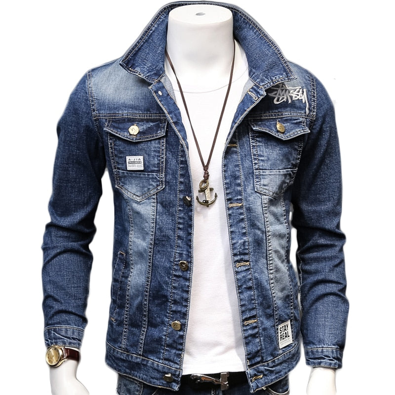 HCXY 2021 Spring Autumn Fashion Men&#39;s Denim Jackets Coats Men cotton Jacket  Mens Jean Jacket Outwear Male Cowboy Size 4XL