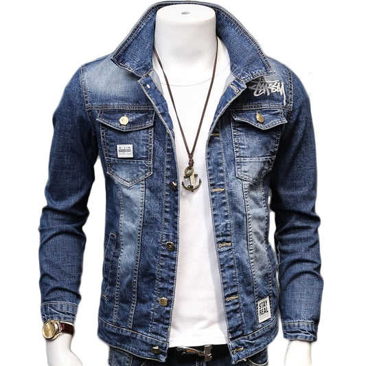HCXY 2021 Spring Autumn Fashion Men's Denim Jackets Coats Men cotton Jacket Mens Jean Jacket Outwear Male Cowboy Size 4XL