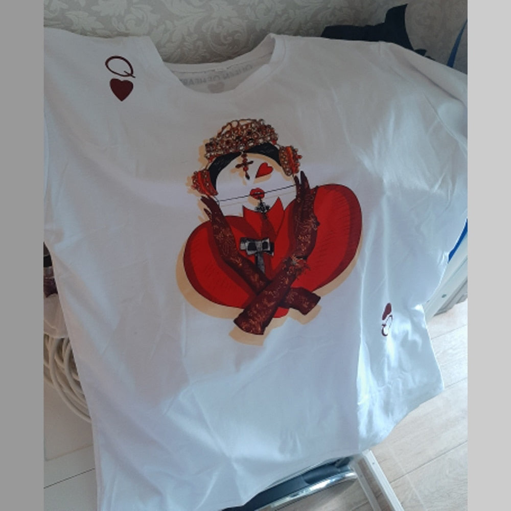 Zuolunouba Playing Cards In Harajuku T Shirt Women New Casual Short Sleeve Summer Tees Tops Loose