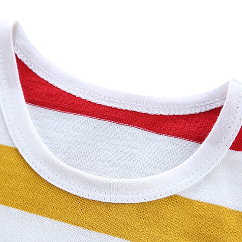 Toddler Baby Boy Clothing Summer Clothes Set Infant Girls Outfits Rainbow Stripe T-shirt+Suspenders Pants Kids Tracksuit Suits