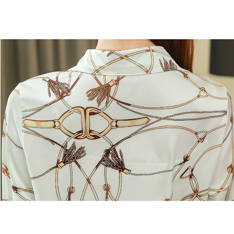 New Silk Shirt Women&#39;s Korean 2022 Spring Long Sleeve Shirts for Women Casual Print Women Blouse and Tops Blusas Mujer 8185 50