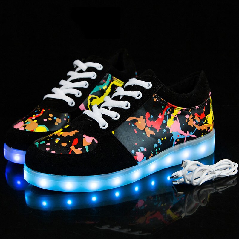 Size 27-42 USB Charger Glowing Sneakers Children Led Casual Shoes Boys Led Slippers Luminous Sneakers For Girls Wedding Shoes