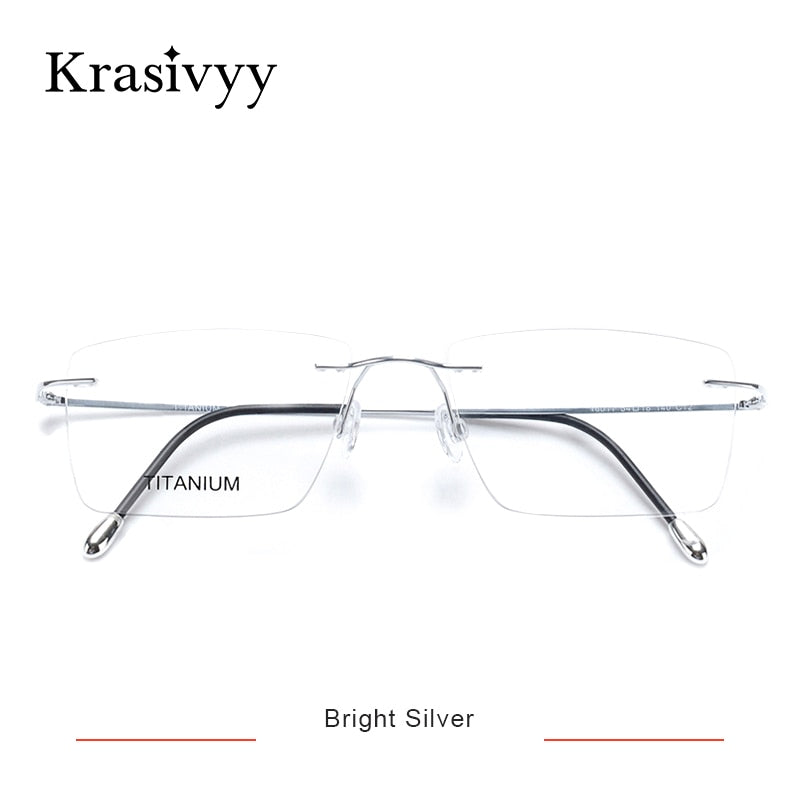 Krasivyy Titanium Glasses Frame Men 2022 New European Design Square Rimless Prescription Eyeglasses Eyewear Frame for Women
