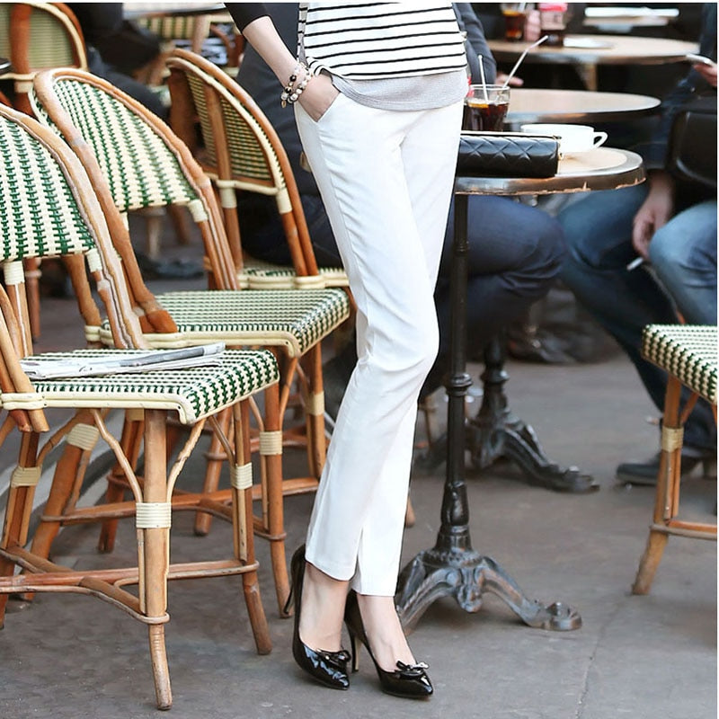 S-4xl Big Size Womens Formal Office Pencil Pants 2022 New Elegant Ladies Ol Work Pantalones Casual Elastic Cotton Slim Trousers