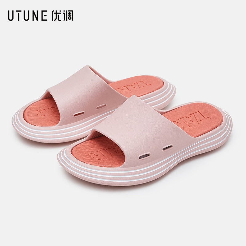 UTUNE Runway Slippers Women Summer Shoes Outside EVA Outdoor Slides Men Soft Thick Sole Non-slip Beach Pool Sandals Indoor Bath