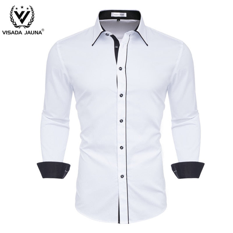 VISADA JUANA 2019 Men&#39;s Shirts Slim Fit Men&#39;s Casual Shirts Long Sleeve Solid Dress Shirts Men Clothes Y60