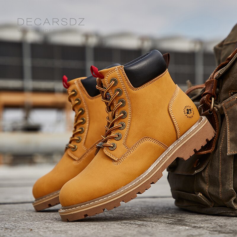 DECARSDZ Retro Classic Boots Men 2022 Spring &amp; Autumn Fashion Men Boots Shoes Men New High Quality Genuine leather Casual Boots