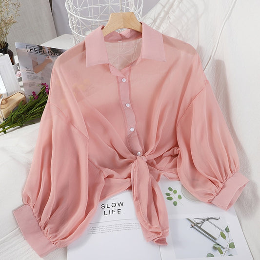 HELIAR Women blusa feminina Buttoned Up Shirts Women Office Lady Blouse Tied Waist Tops OL Blouses Shirts Women 2021 Summer