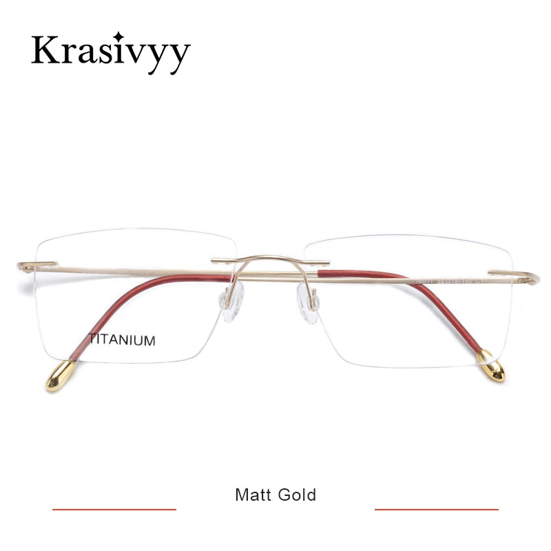Krasivyy Titanium Glasses Frame Men 2022 New European Design Square Rimless Prescription Eyeglasses Eyewear Frame for Women