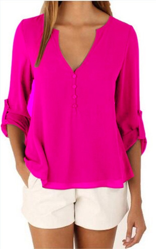 2022 Women Shirts Summer Autumn Casual V-neck Chiffon Blouse Women Tops And Blouses Long Sleeve Black White Ladies Blouse Shirt