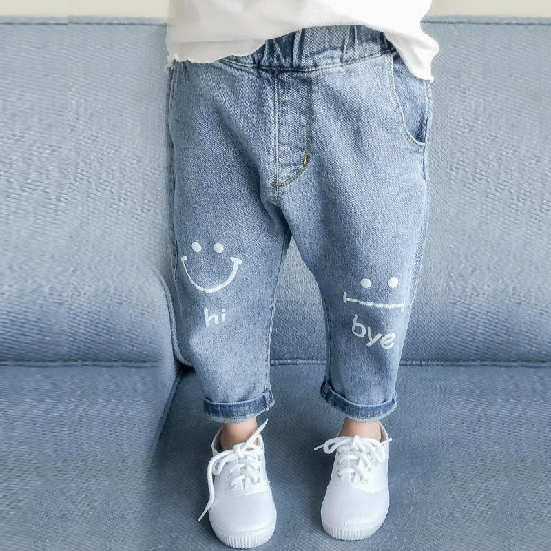 Spring Baby Girls Jeans Kids Clothes Cotton Loose Comfortable Long Denim Pants Elasticated Waist Casual Jeans For Girls 2-8Y
