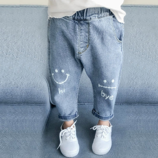 Spring Baby Girls Jeans Kids Clothes Cotton Loose Comfortable Long Denim Pants Elasticated Waist Casual Jeans For Girls 2-8Y