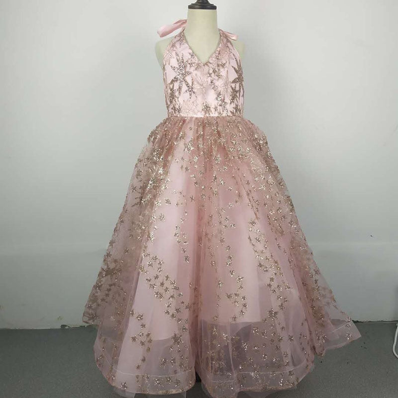 Kids Wedding Party Dresses for Girls Children Sequins Ball Gowns Pink Black Sundress Baby Infant 1 year girl baby birthday dress