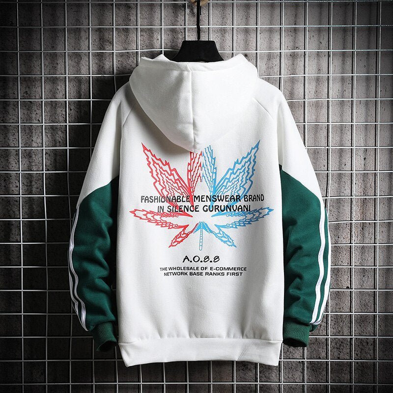 Single Road Men's Hoodies Men 2020 Winter Side Striped Oversized Sweatshirt Male Hip Hop Japanese Streetwear White Hoodie Men