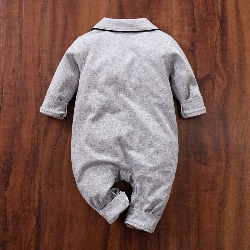 PatPat New Spring Autumn Baby Boy Girl Newborn Cotton Solid Polo Collar Cardigan Pocket Design Long-sleeve Jumpsuit