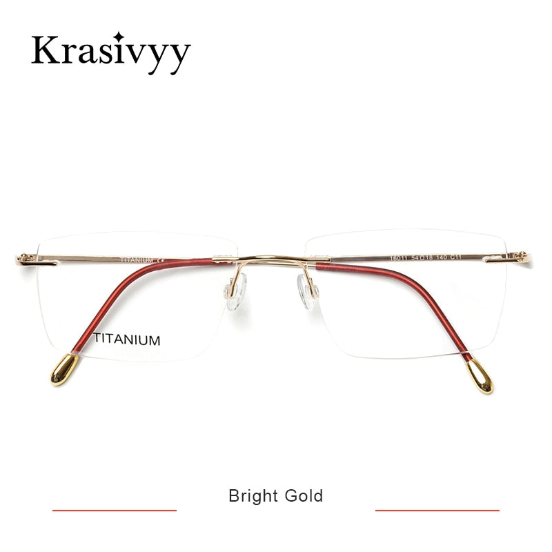 Krasivyy Titanium Glasses Frame Men 2022 New European Design Square Rimless Prescription Eyeglasses Eyewear Frame for Women