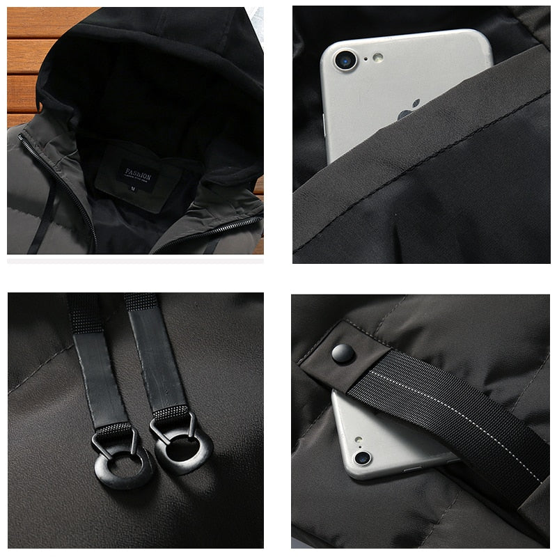 CHAIFENKO Men&#39;s Vest Jacket Winter Waterproof Warm Sleeveless Men Jacket Fashion Hooded Casual Vest Men Autumn Thicken Waistcoat