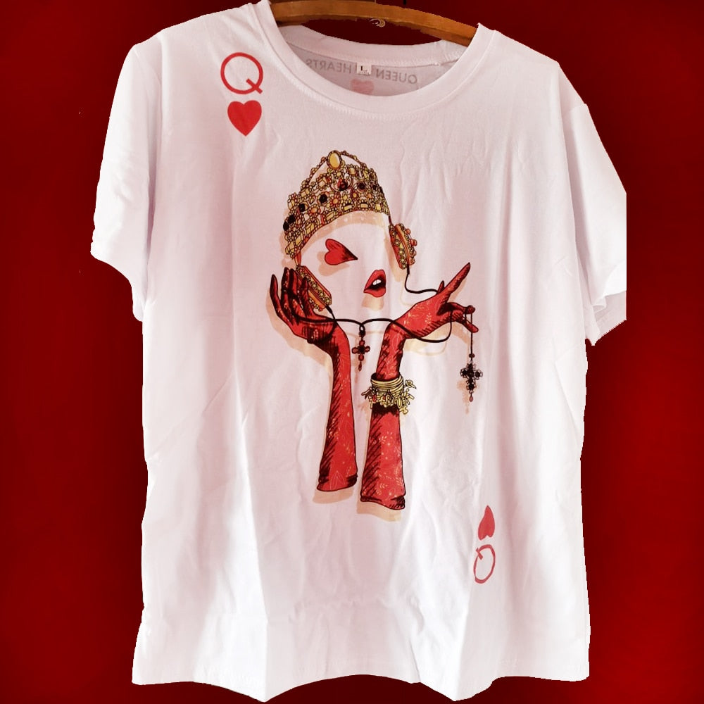 Zuolunouba Playing Cards In Harajuku T Shirt Women New Casual Short Sleeve Summer Tees Tops Loose